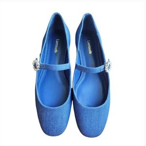 RARE Larroude Blair Ballet Flat in Blue Denim